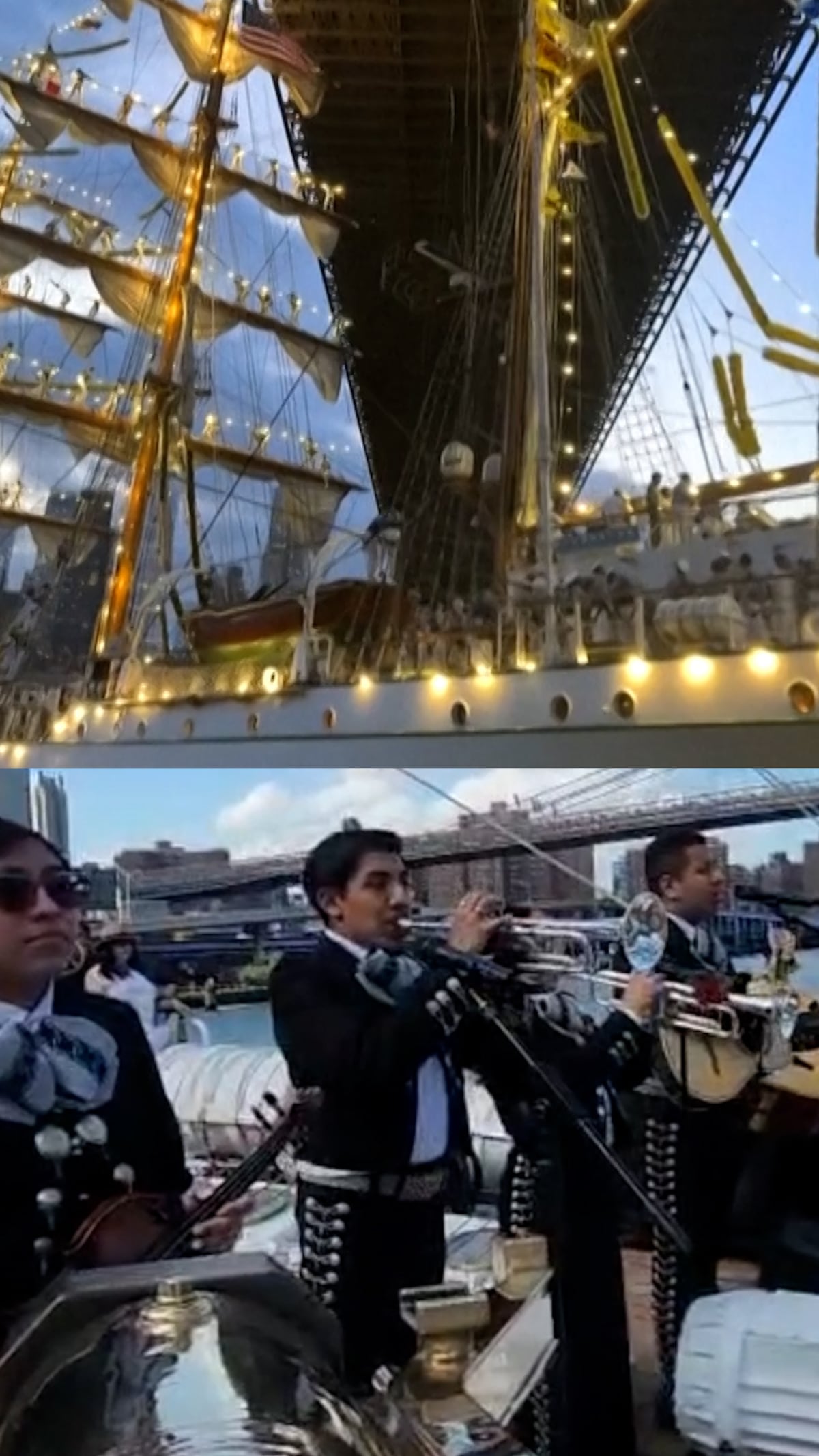 Música en vivo y paseos por la cubierta: el ambiente en los momentos antes de la colisión del buque mexicano contra el puente de Brooklyn